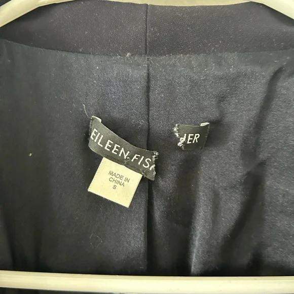 Eileen Fisher Blazer with Faux Leather Trim Size Small